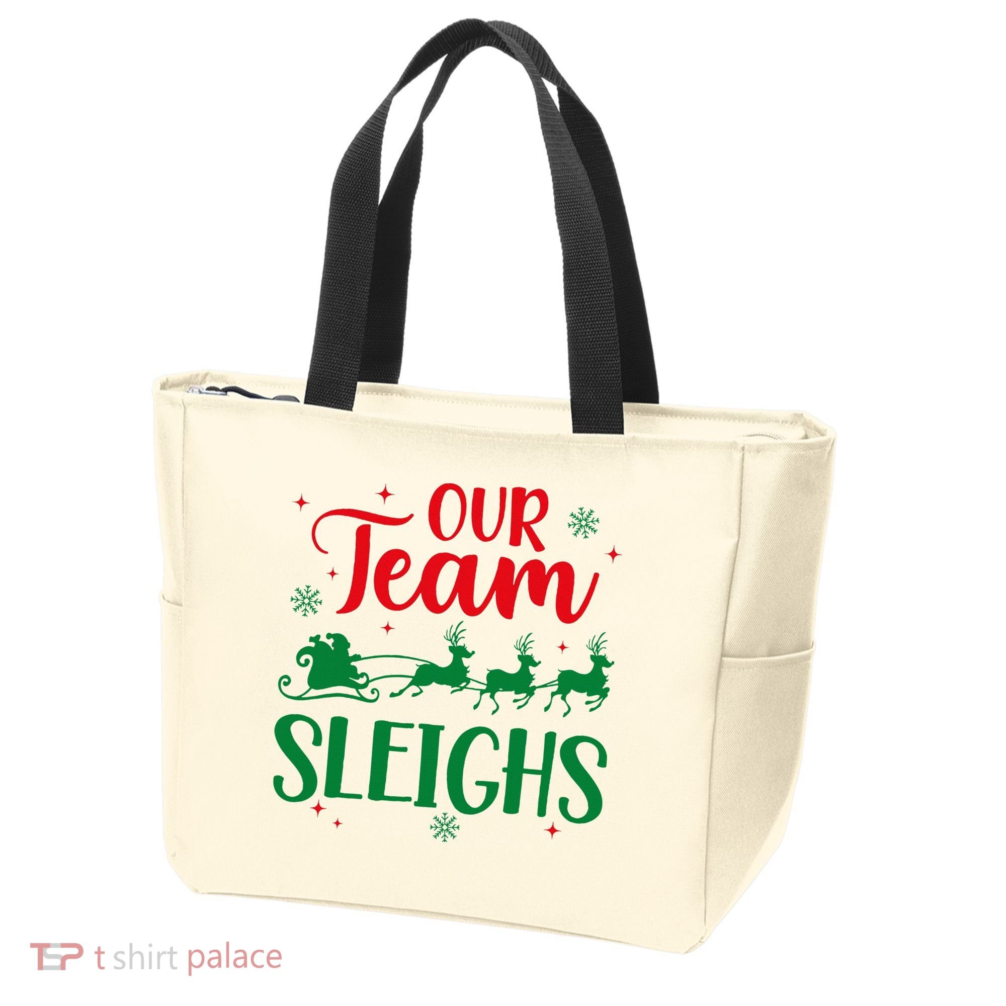Our Team Sleighs Christmas Santa Reindeers Office Staff Tote Bag