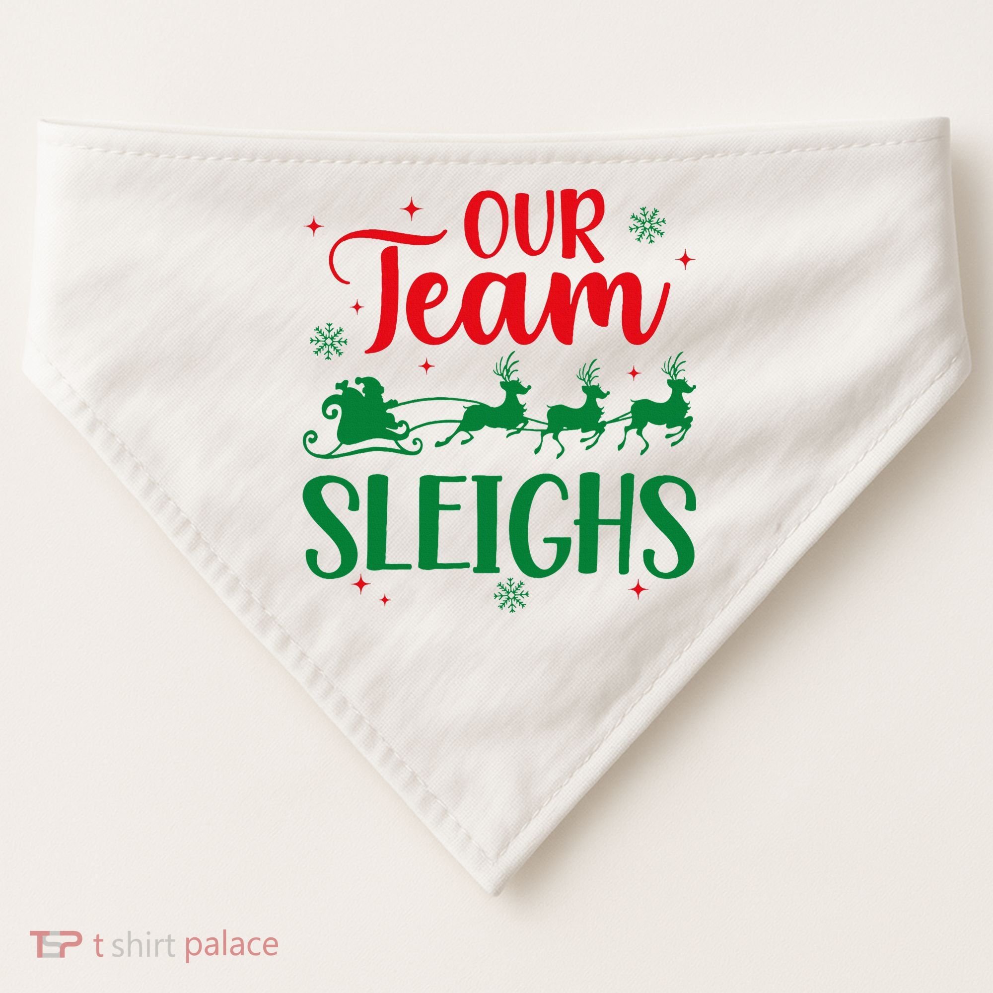 Our Team Sleighs Christmas Santa Reindeers Office Staff USA-Made Doggie Bandana