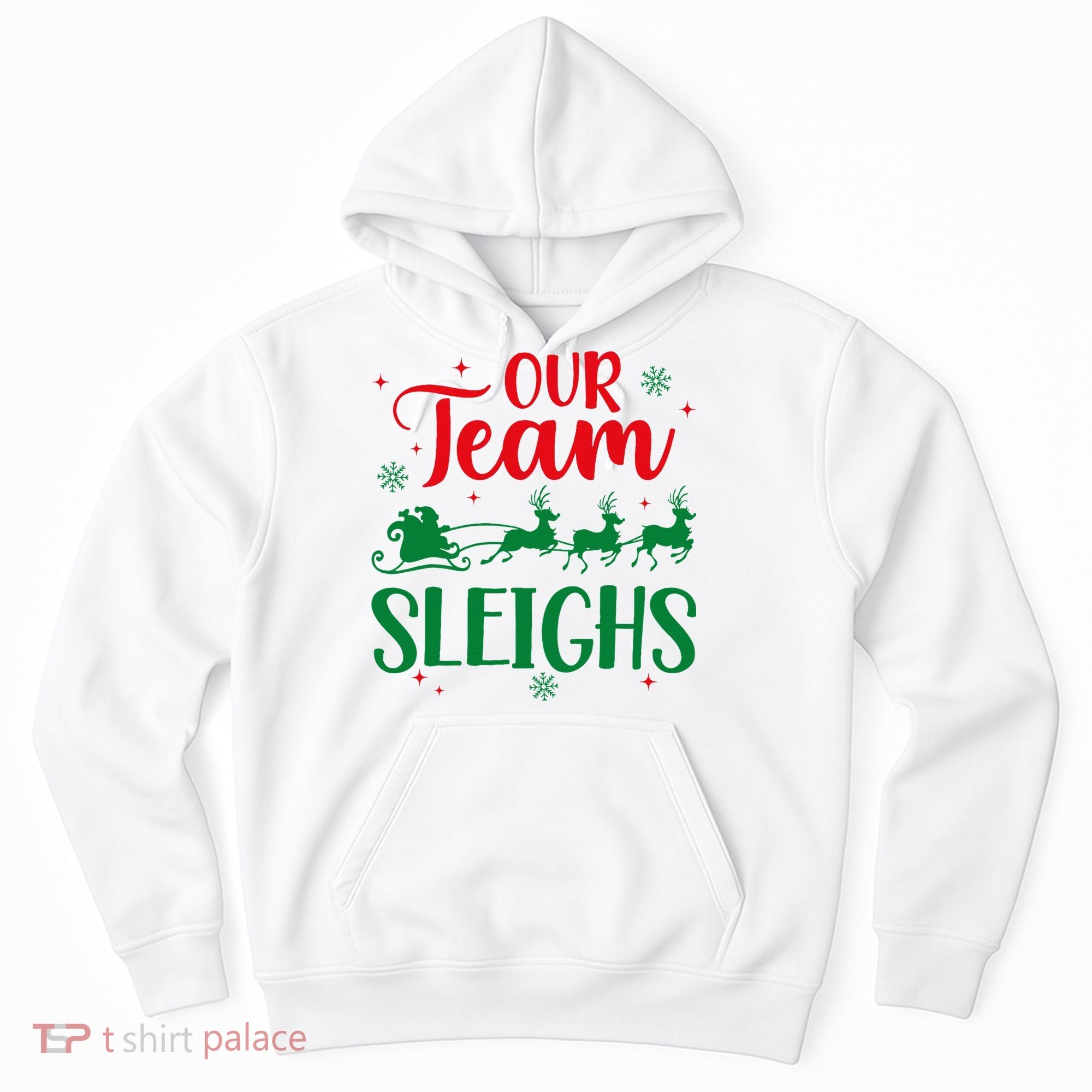 Our Team Sleighs Christmas Santa Reindeers Office Staff Hoodie