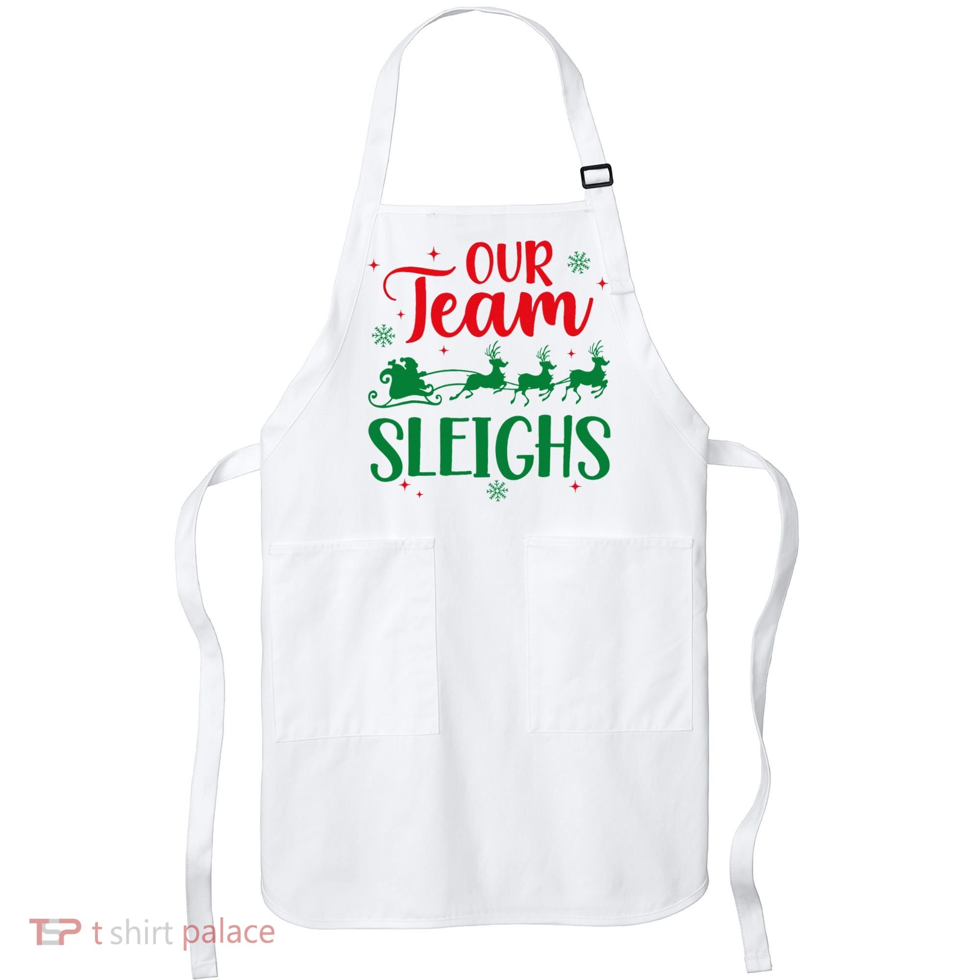 Our Team Sleighs Christmas Santa Reindeers Office Staff Apron