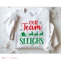 Our Team Sleighs Christmas Santa Reindeers Office Staff Sweatshirt thumb 2
