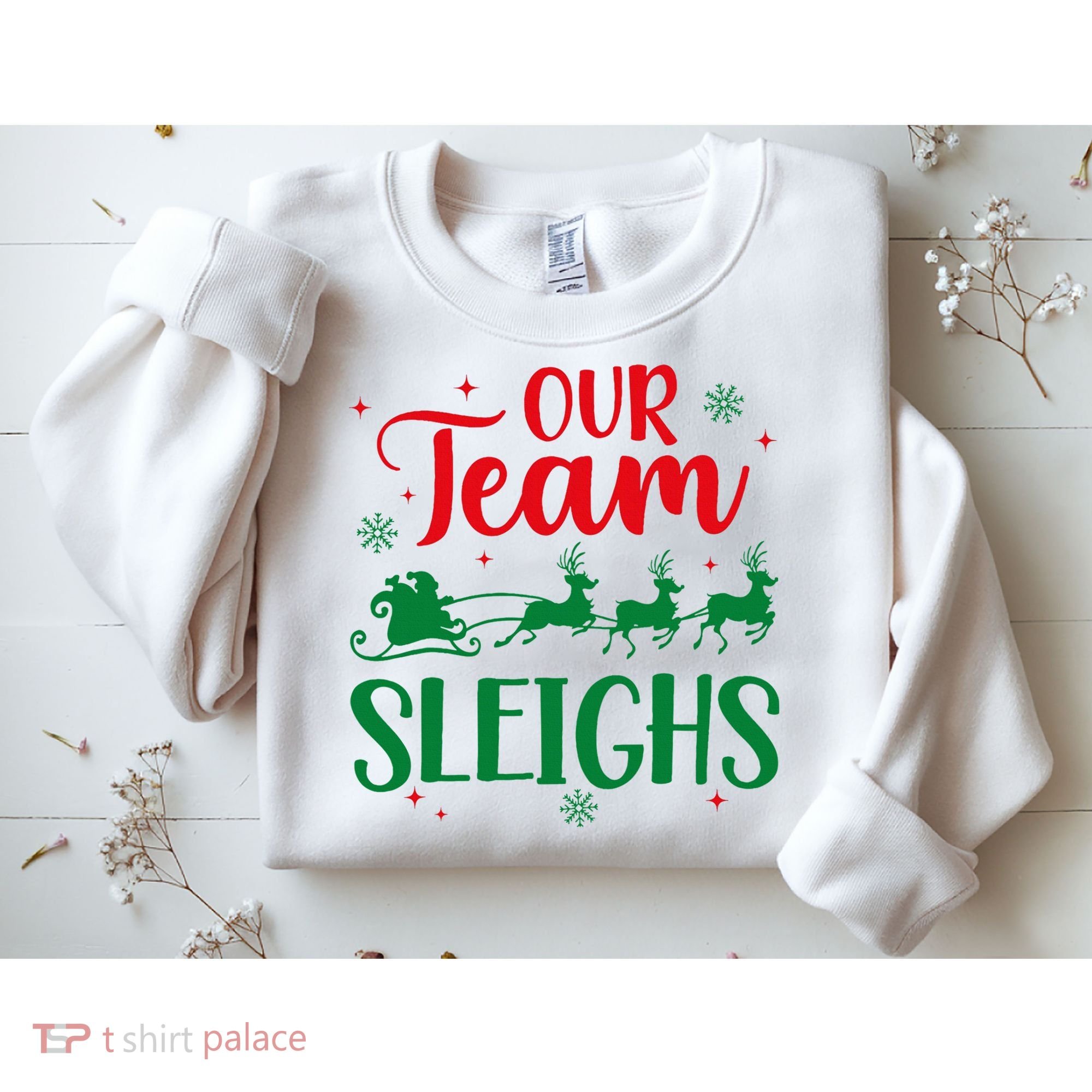 Our Team Sleighs Christmas Santa Reindeers Office Staff Sweatshirt