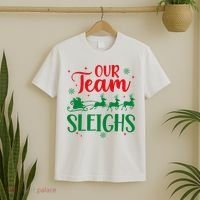 Our Team Sleighs Christmas Santa Reindeers Office Staff T-Shirt thumb 2