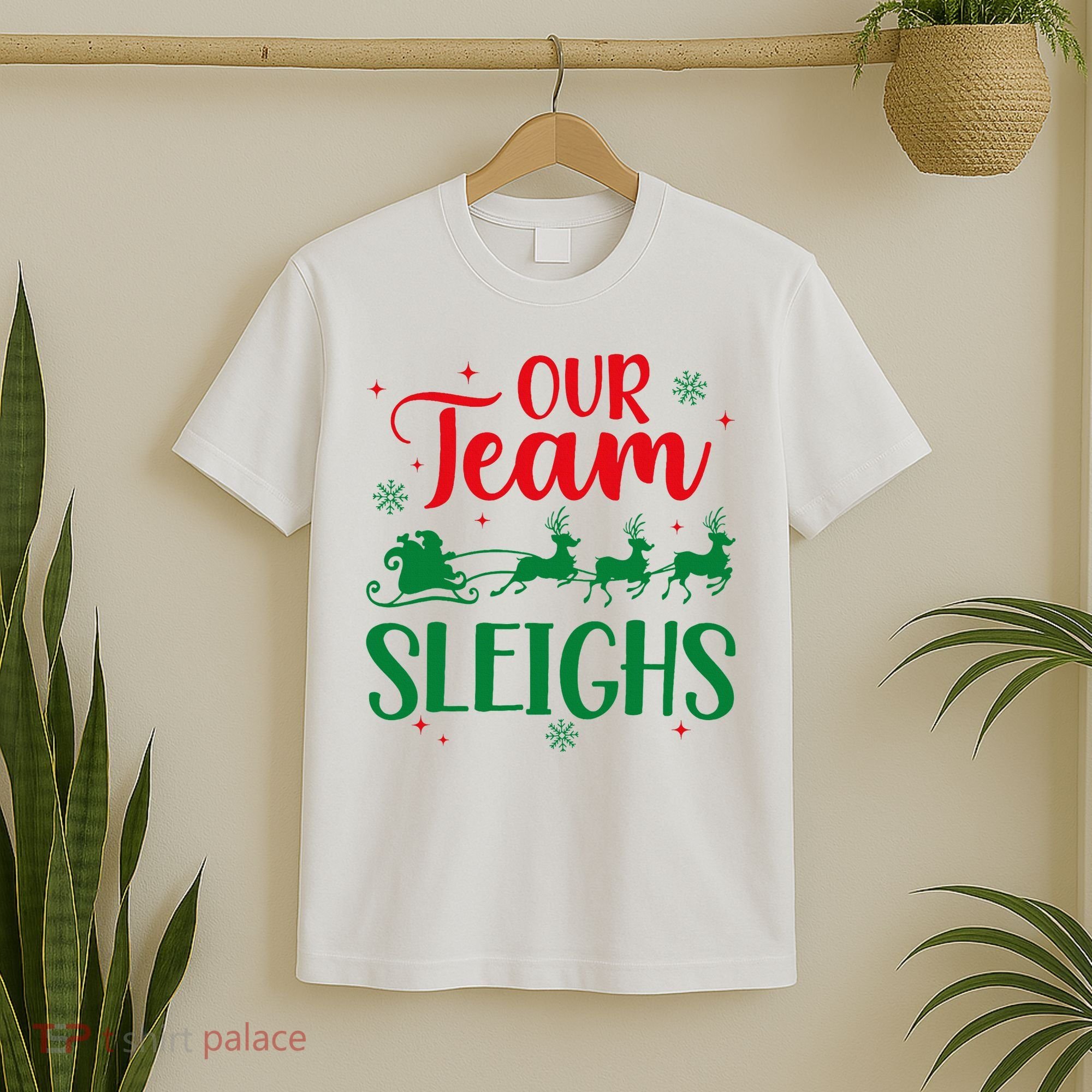 Our Team Sleighs Christmas Santa Reindeers Office Staff T-Shirt