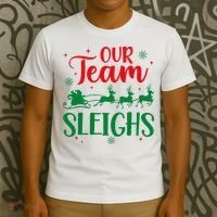 Our Team Sleighs Christmas Santa Reindeers Office Staff T-Shirt thumb 3