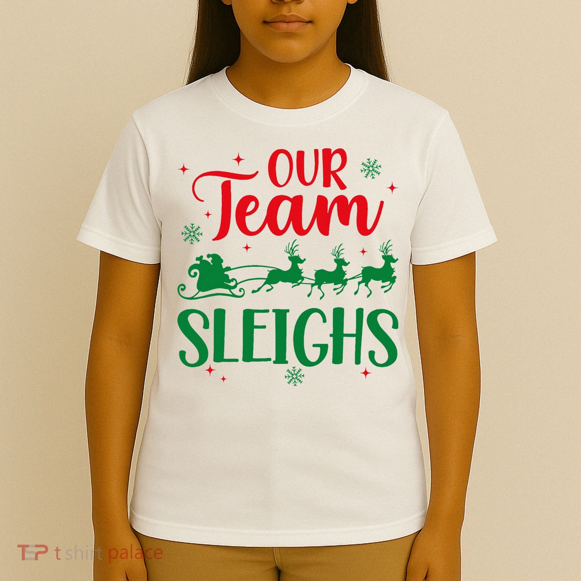 Our Team Sleighs Christmas Santa Reindeers Office Staff T-Shirt