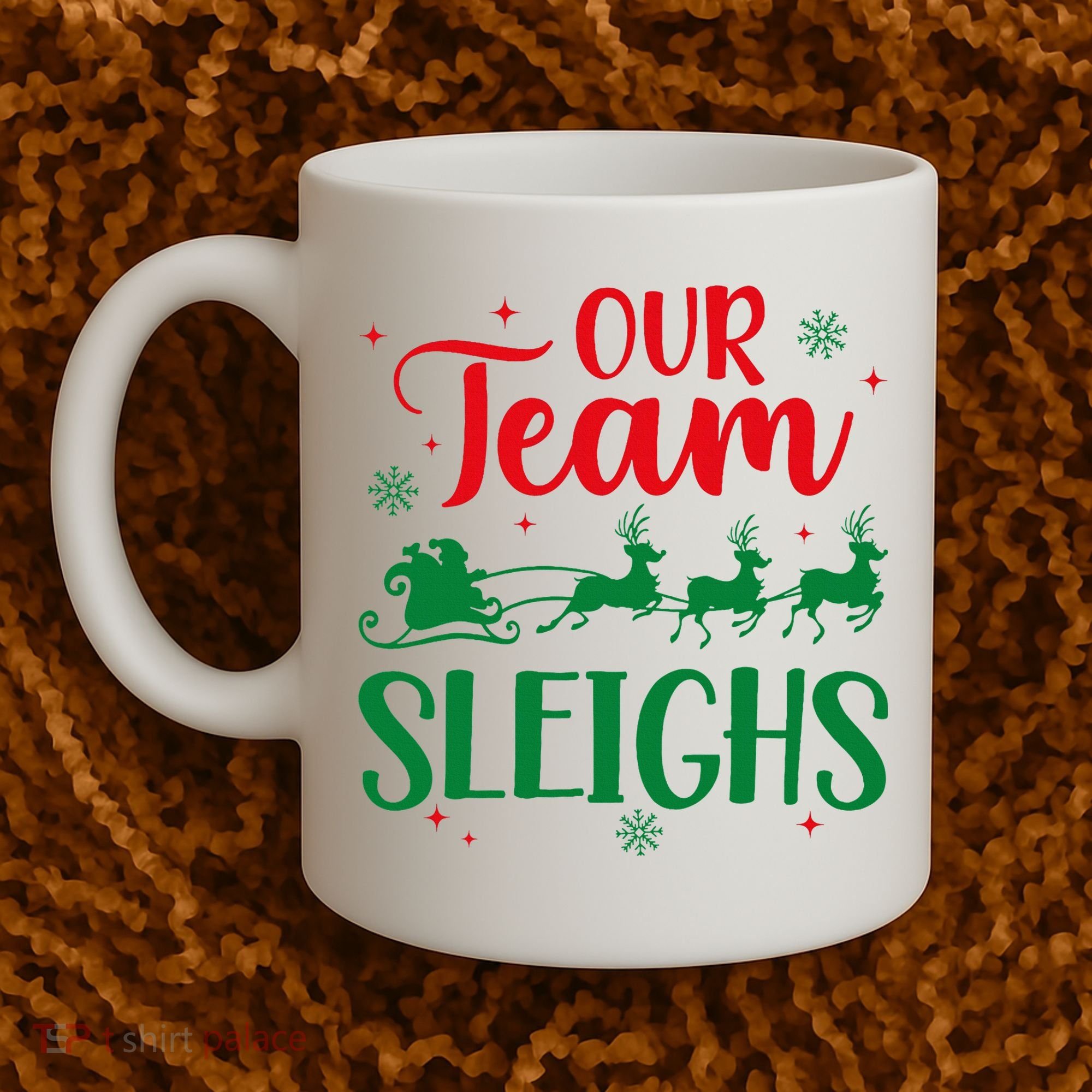 Our Team Sleighs Christmas Santa Reindeers Office Staff Coffee Mug