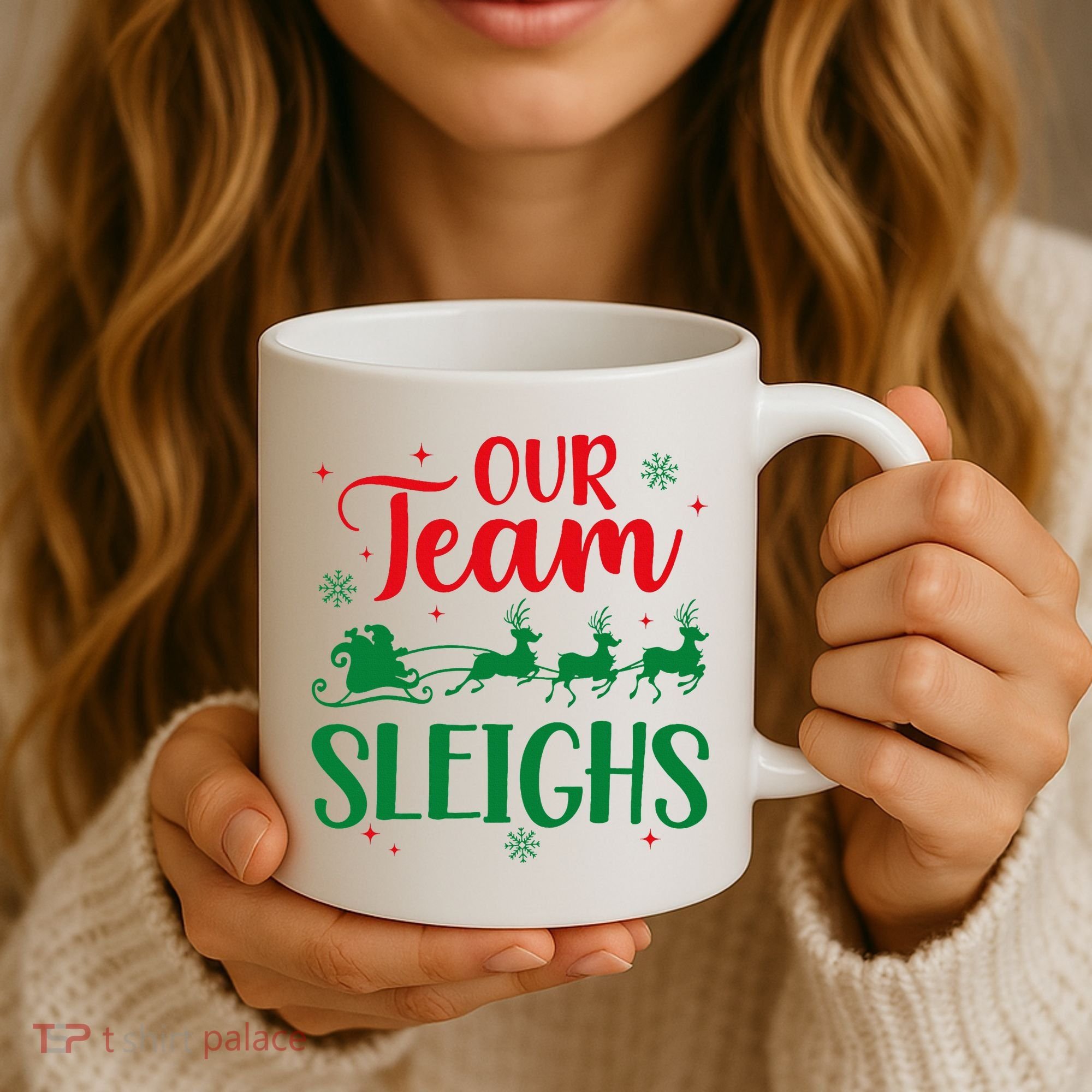 Our Team Sleighs Christmas Santa Reindeers Office Staff Coffee Mug