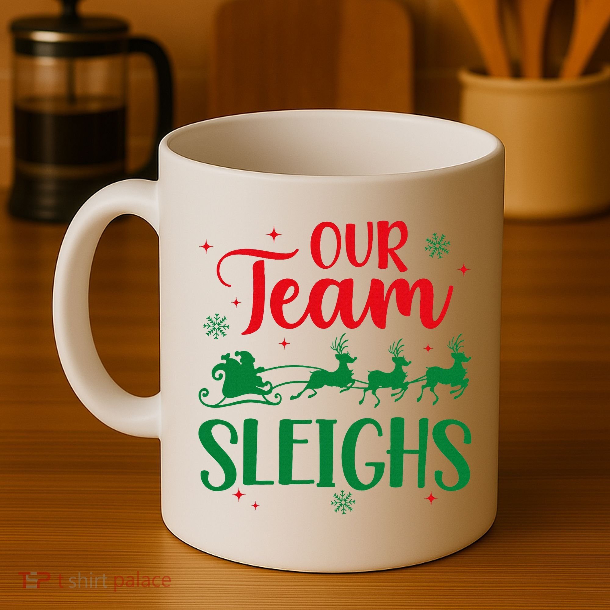Our Team Sleighs Christmas Santa Reindeers Office Staff Coffee Mug
