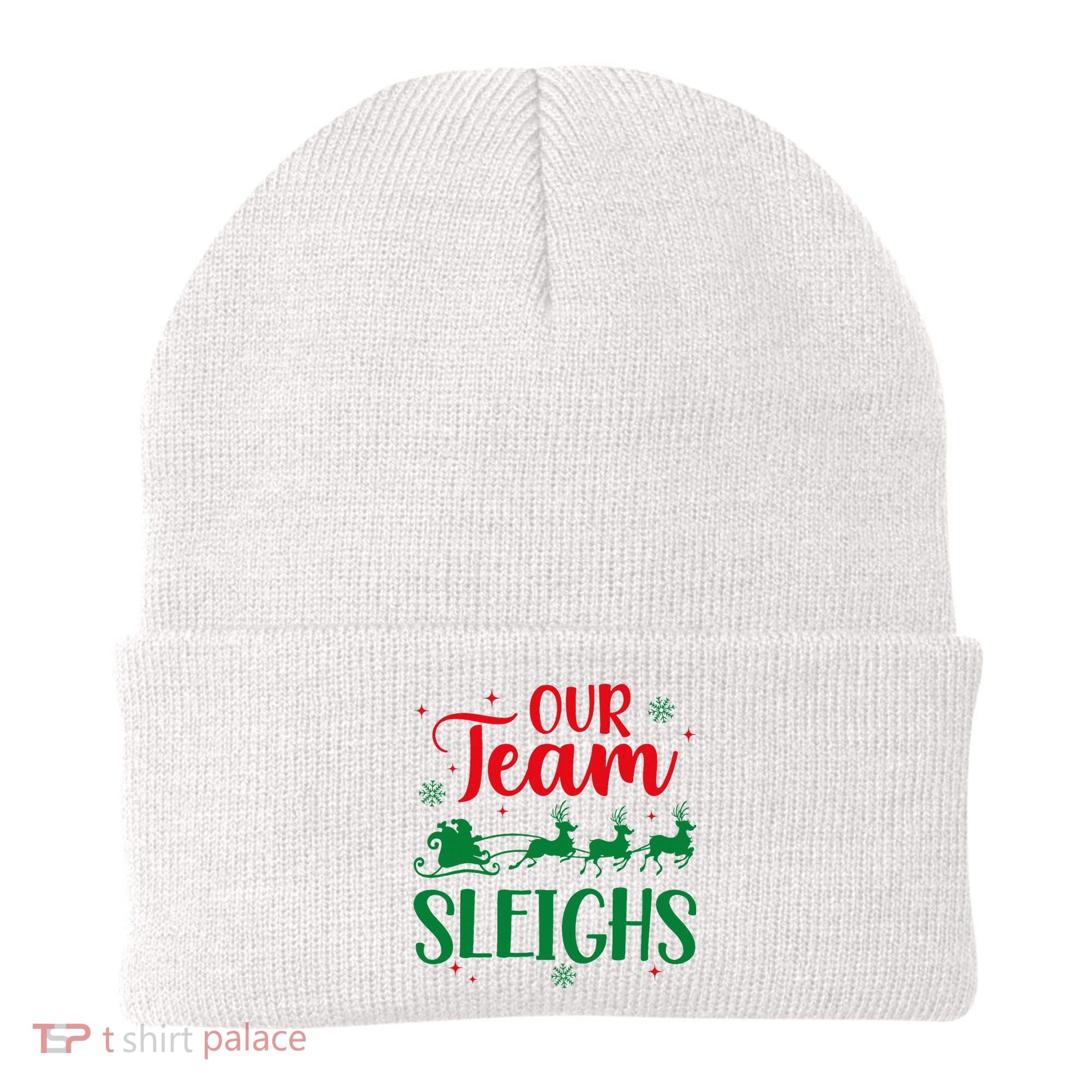 Our Team Sleighs Christmas Santa Reindeers Office Staff Beanie