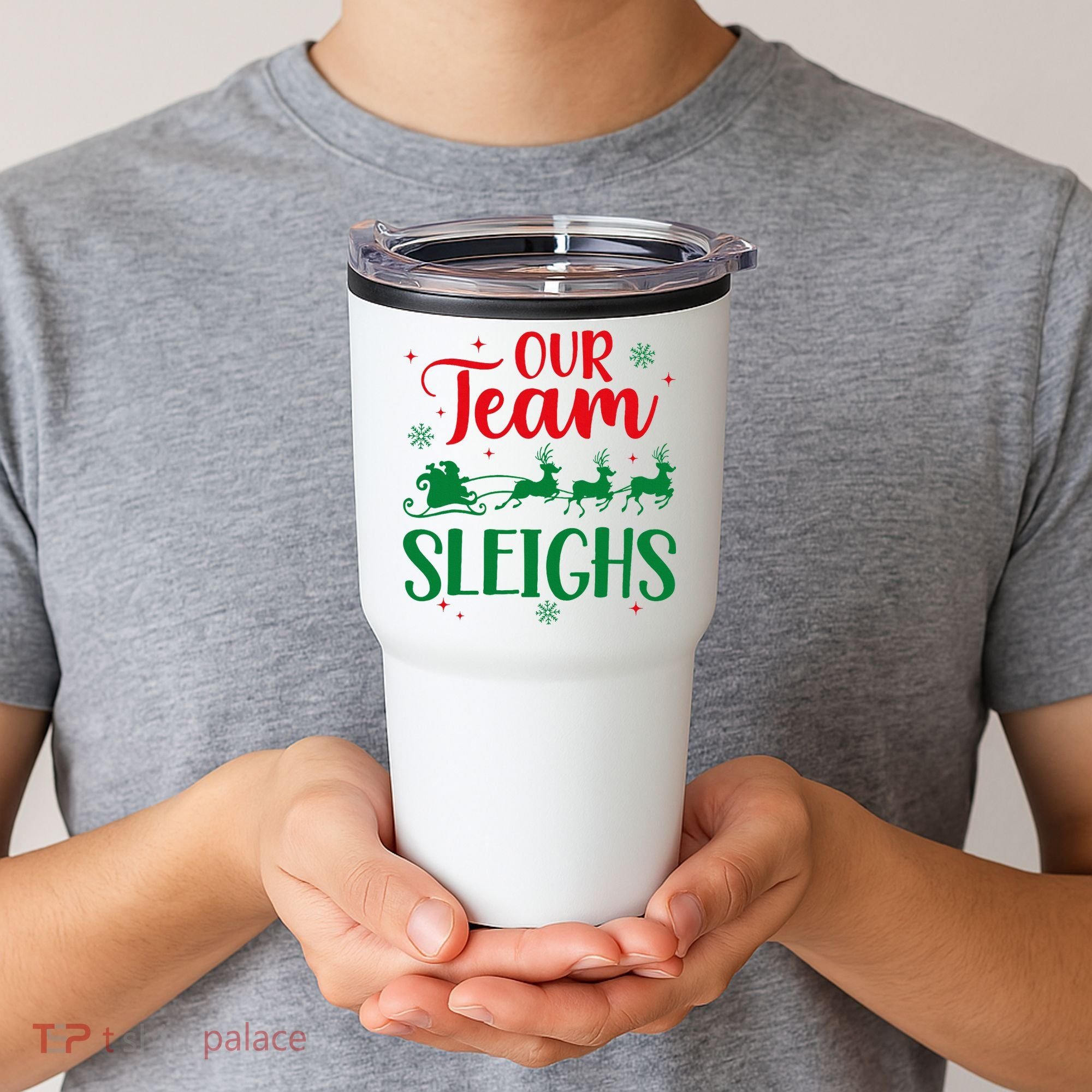 Our Team Sleighs Christmas Santa Reindeers Office Staff Tumbler