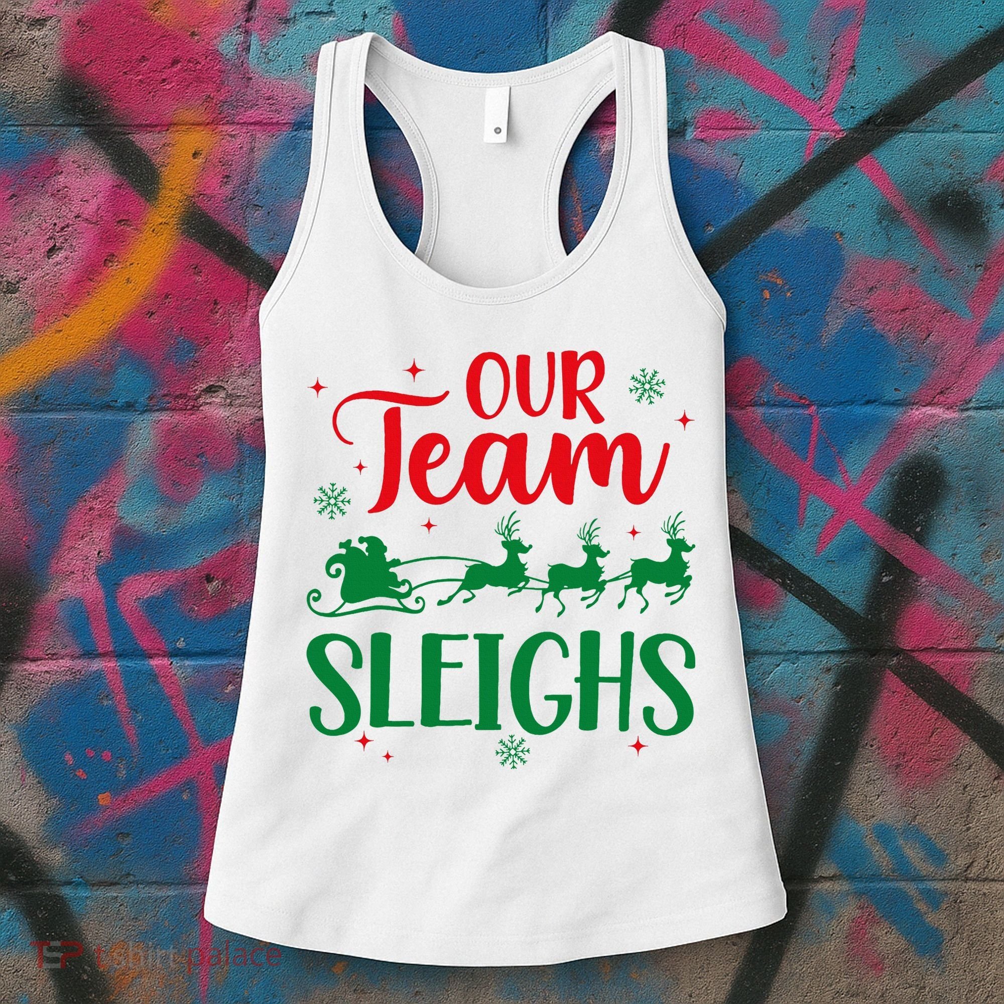 Our Team Sleighs Christmas Santa Reindeers Office Staff Women's Tank Top