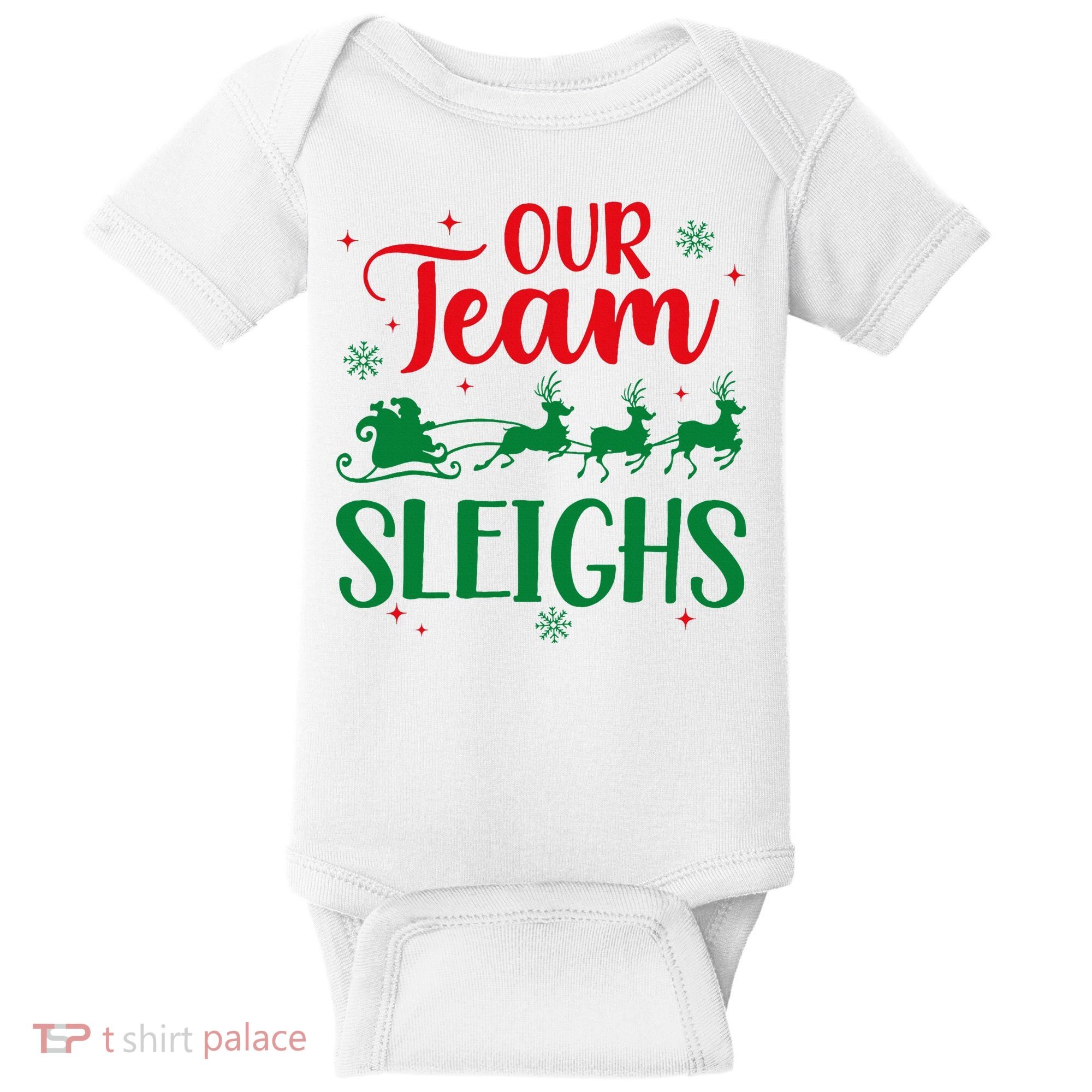 Our Team Sleighs Christmas Santa Reindeers Office Staff Baby Bodysuit