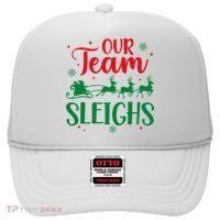 Our Team Sleighs Christmas Santa Reindeers Office Staff Hat thumb 0