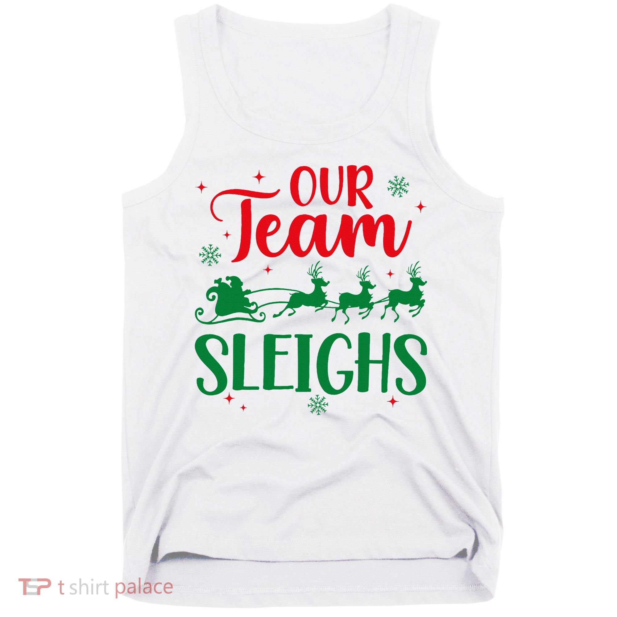Our Team Sleighs Christmas Santa Reindeers Office Staff Tank Top