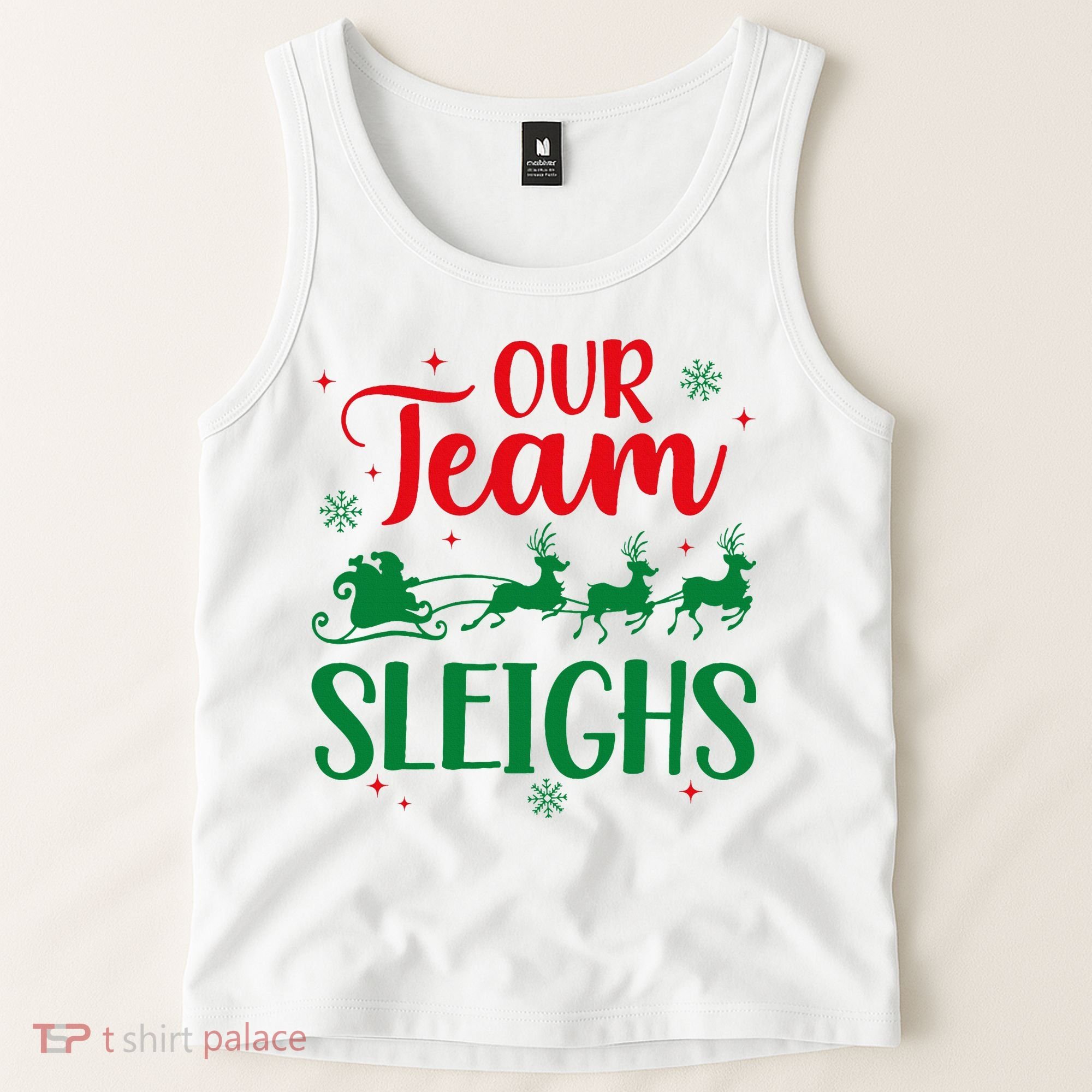 Our Team Sleighs Christmas Santa Reindeers Office Staff Tank Top