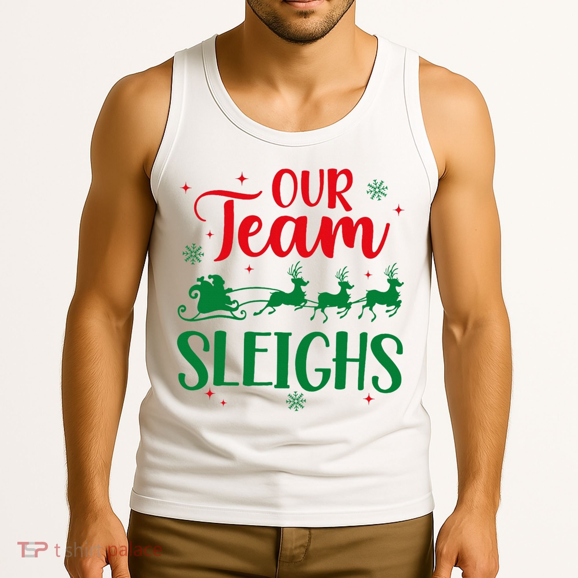 Our Team Sleighs Christmas Santa Reindeers Office Staff Tank Top