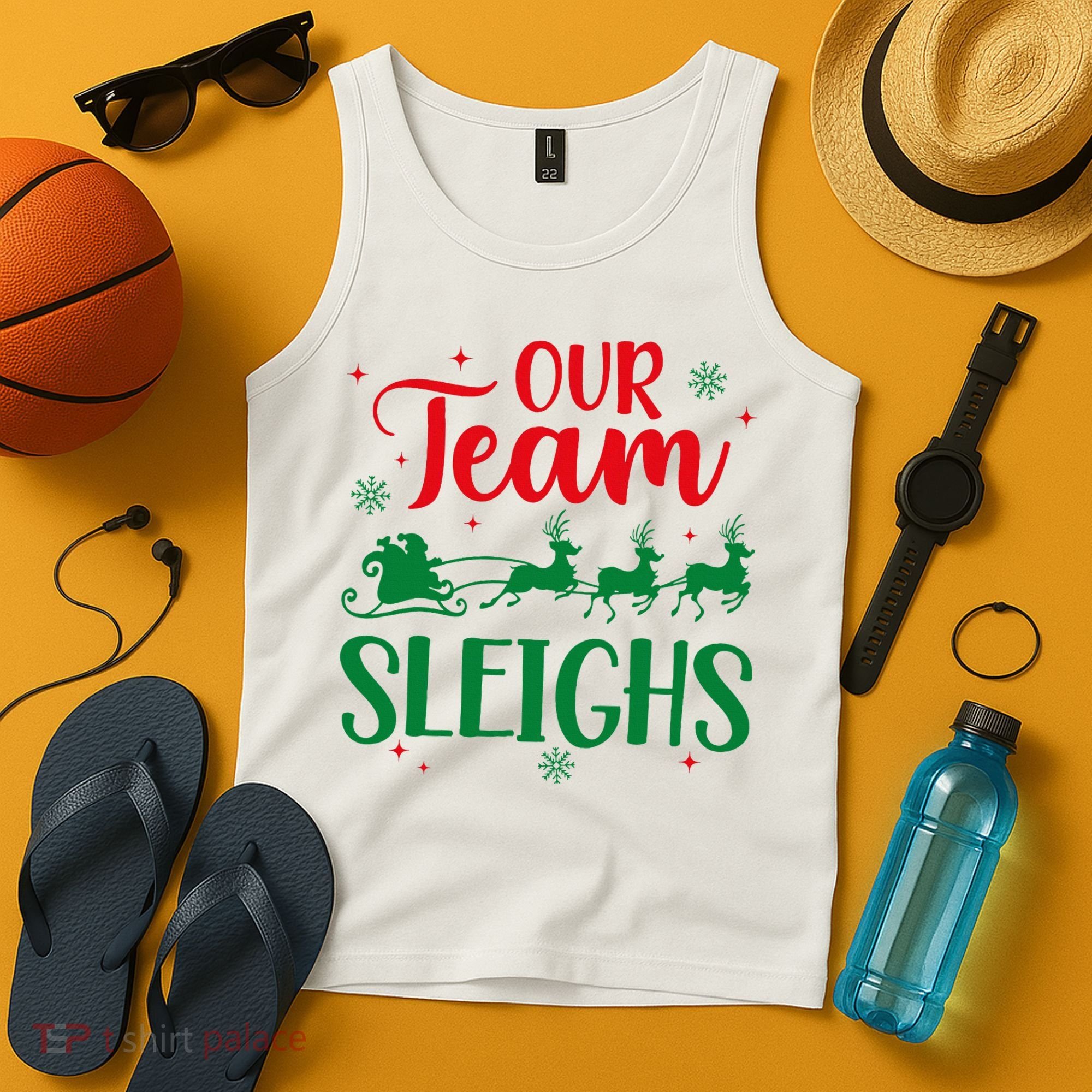 Our Team Sleighs Christmas Santa Reindeers Office Staff Tank Top