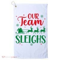 Our Team Sleighs Christmas Santa Reindeers Office Staff Golf Towel thumb 0