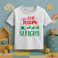 Our Team Sleighs Christmas Santa Reindeers Office Staff Toddler T-Shirt thumb 3