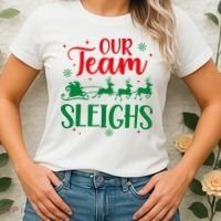 Our Team Sleighs Christmas Santa Reindeers Office Staff Women's T-Shirt thumb 2