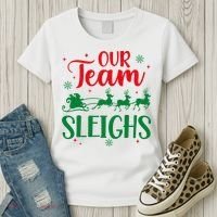Our Team Sleighs Christmas Santa Reindeers Office Staff Women's T-Shirt thumb 3