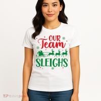 Our Team Sleighs Christmas Santa Reindeers Office Staff Women's T-Shirt thumb 4
