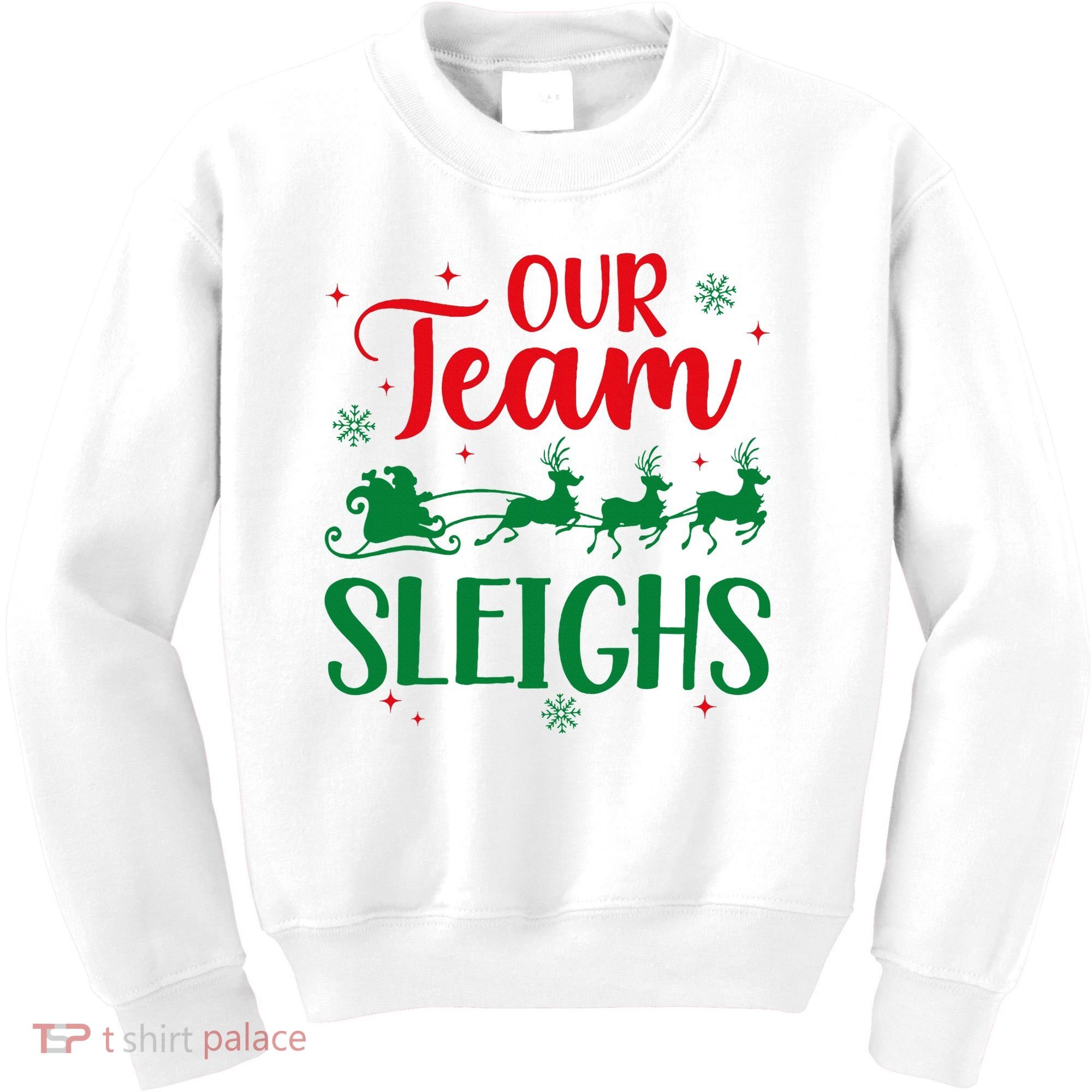 Our Team Sleighs Christmas Santa Reindeers Office Staff Kids Sweatshirt