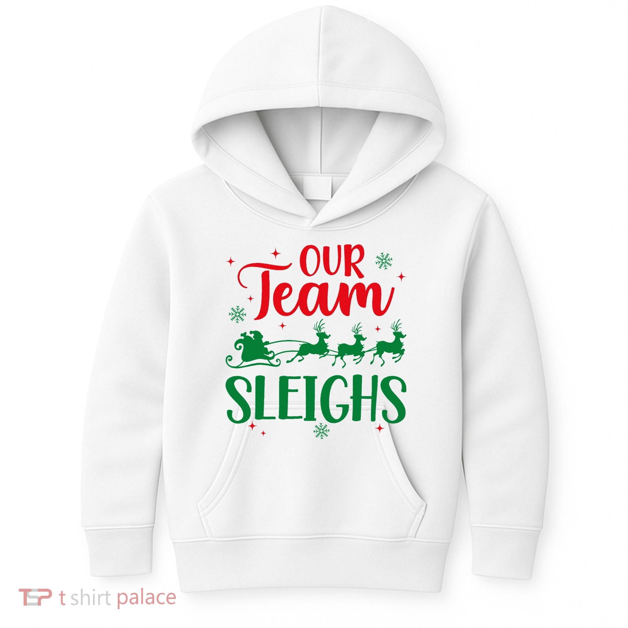 Our Team Sleighs Christmas Santa Reindeers Office Staff Kids Hoodie