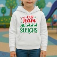 Our Team Sleighs Christmas Santa Reindeers Office Staff Kids Hoodie thumb 3