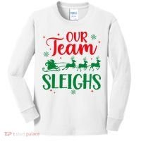 Our Team Sleighs Christmas Santa Reindeers Office Staff Kids Long Sleeve Shirt thumb 0