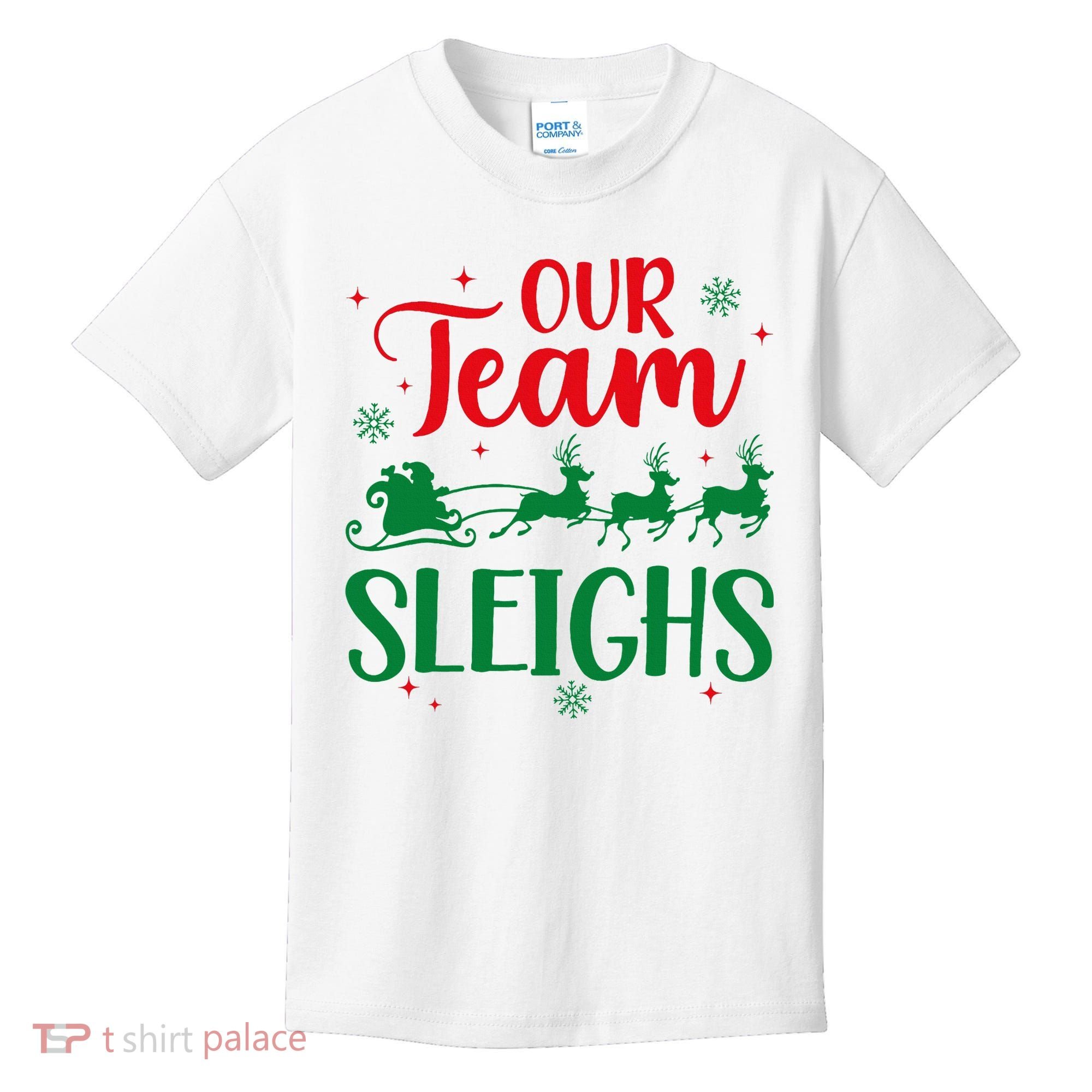 Our Team Sleighs Christmas Santa Reindeers Office Staff Kids T-Shirt