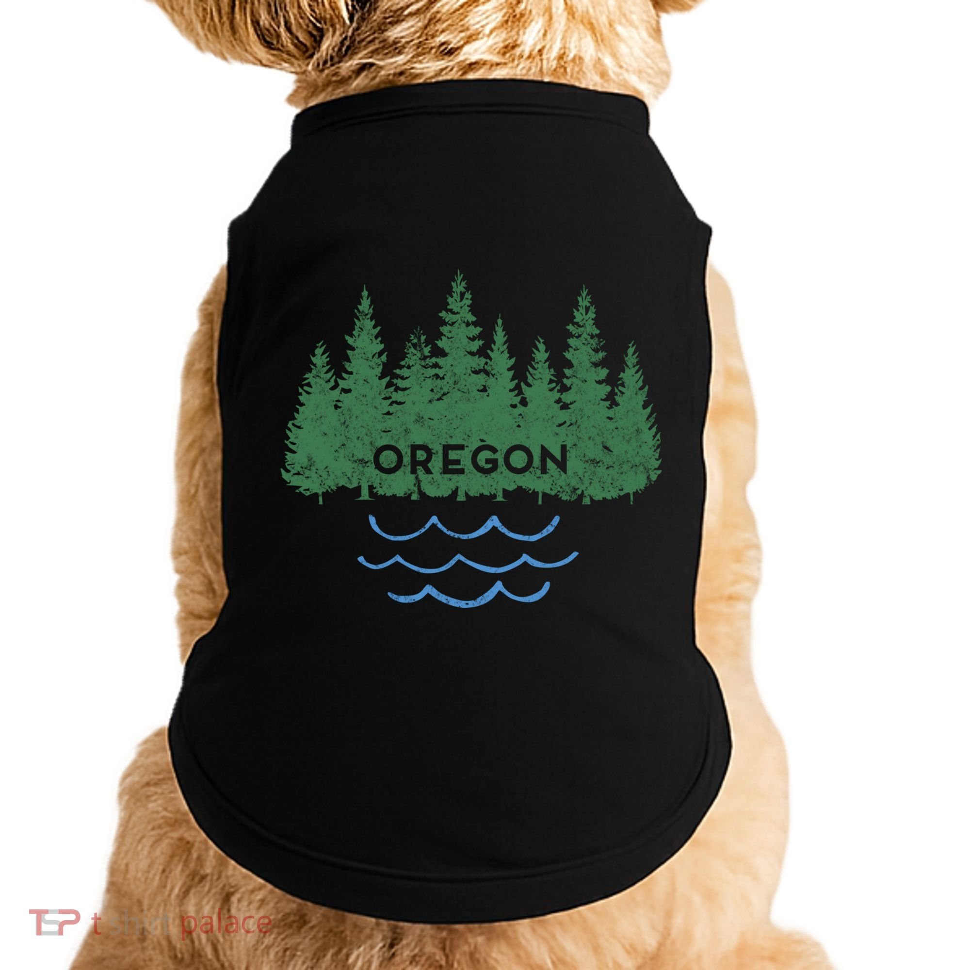 Oregon Trees Silhouette Nature Outdoorsy Funny Gift Doggie Tank
