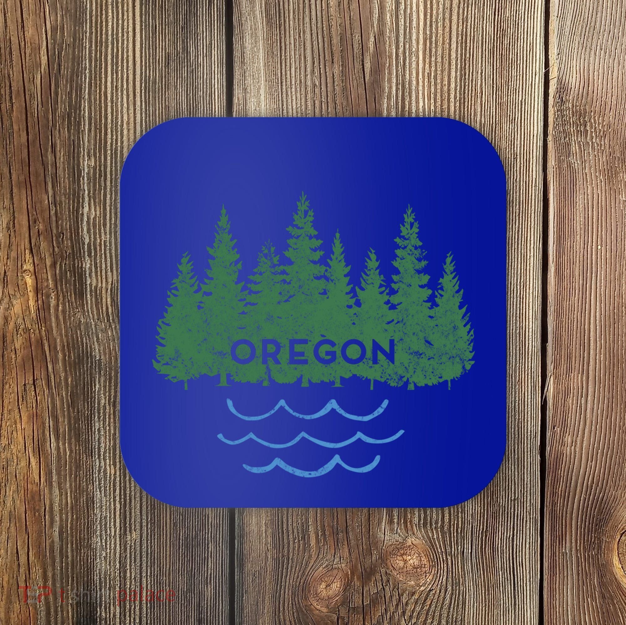 Oregon Trees Silhouette Nature Outdoorsy Funny Gift Coaster