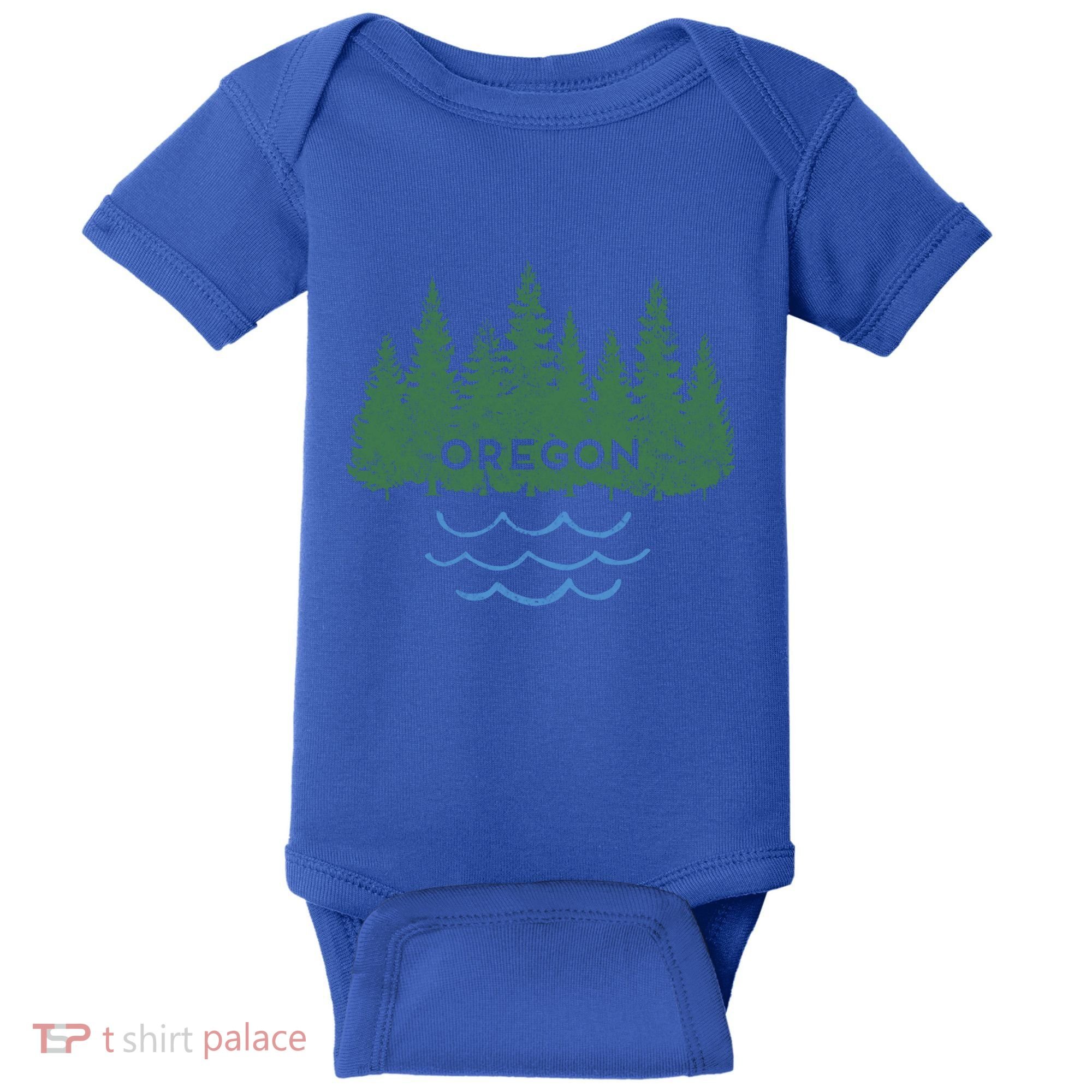 Oregon Trees Silhouette Nature Outdoorsy Funny Gift Baby Bodysuit