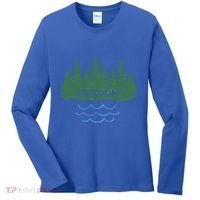 Oregon Trees Silhouette Nature Outdoorsy Funny Gift Women's Long Sleeve Shirt thumb 0