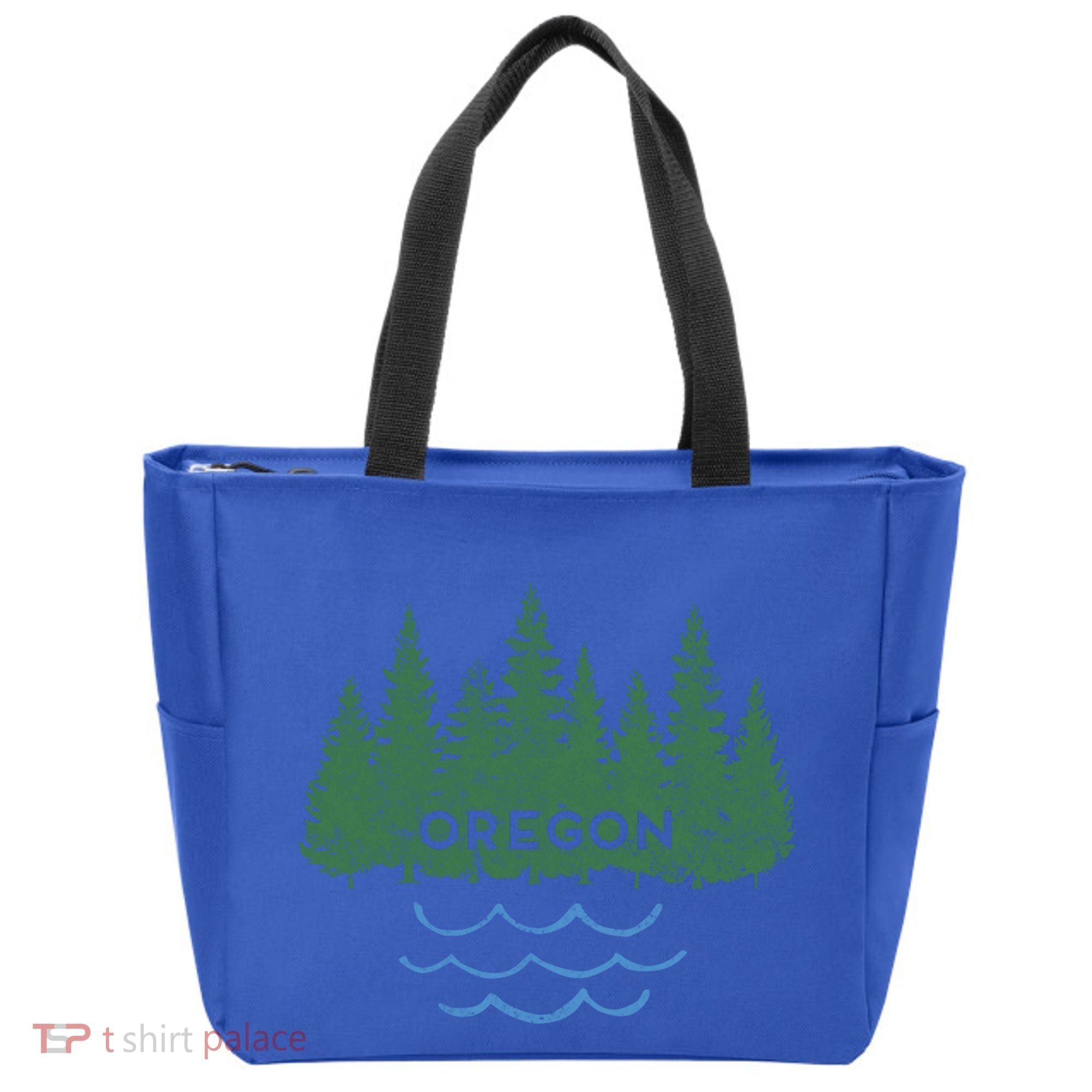 Oregon Trees Silhouette Nature Outdoorsy Funny Gift Tote Bag
