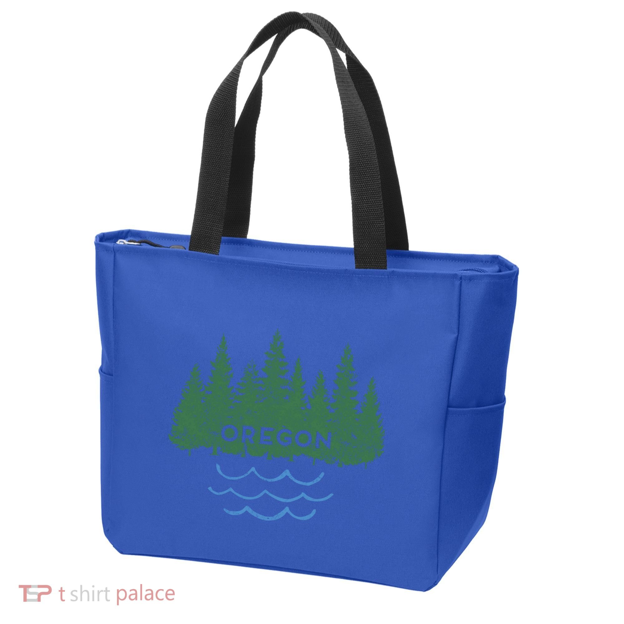 Oregon Trees Silhouette Nature Outdoorsy Funny Gift Tote Bag