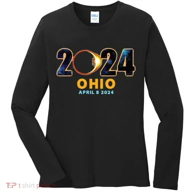 Ohio Total Solar Eclipse 2024 Women's Long Sleeve Shirt