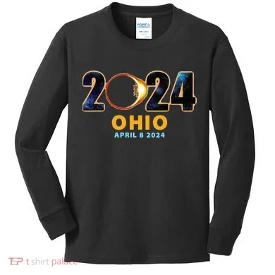 Ohio Total Solar Eclipse 2024 Kids Long Sleeve Shirt