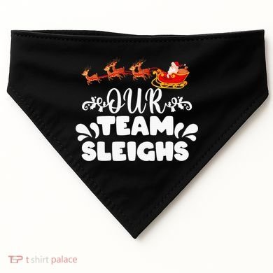 Our Team Sleighs Christmas Reindeers Santa's Workers Office USA-Made Doggie Bandana