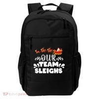 Our Team Sleighs Christmas Reindeers Santa's Workers Office Backpack thumb 0