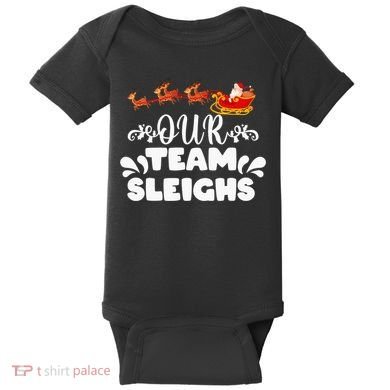 Our Team Sleighs Christmas Reindeers Santa's Workers Office Baby Bodysuit