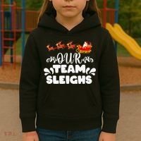 Our Team Sleighs Christmas Reindeers Santa's Workers Office Kids Hoodie thumb 3
