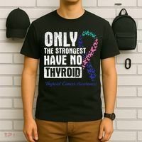 Only The Strongest Have No Thyroid Cancer Awareness T-Shirt thumb 6