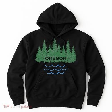 Oregon Trees Silhouette Nature Outdoorsy Hoodie