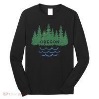 Oregon Trees Silhouette Nature Outdoorsy Long Sleeve Shirt thumb 0