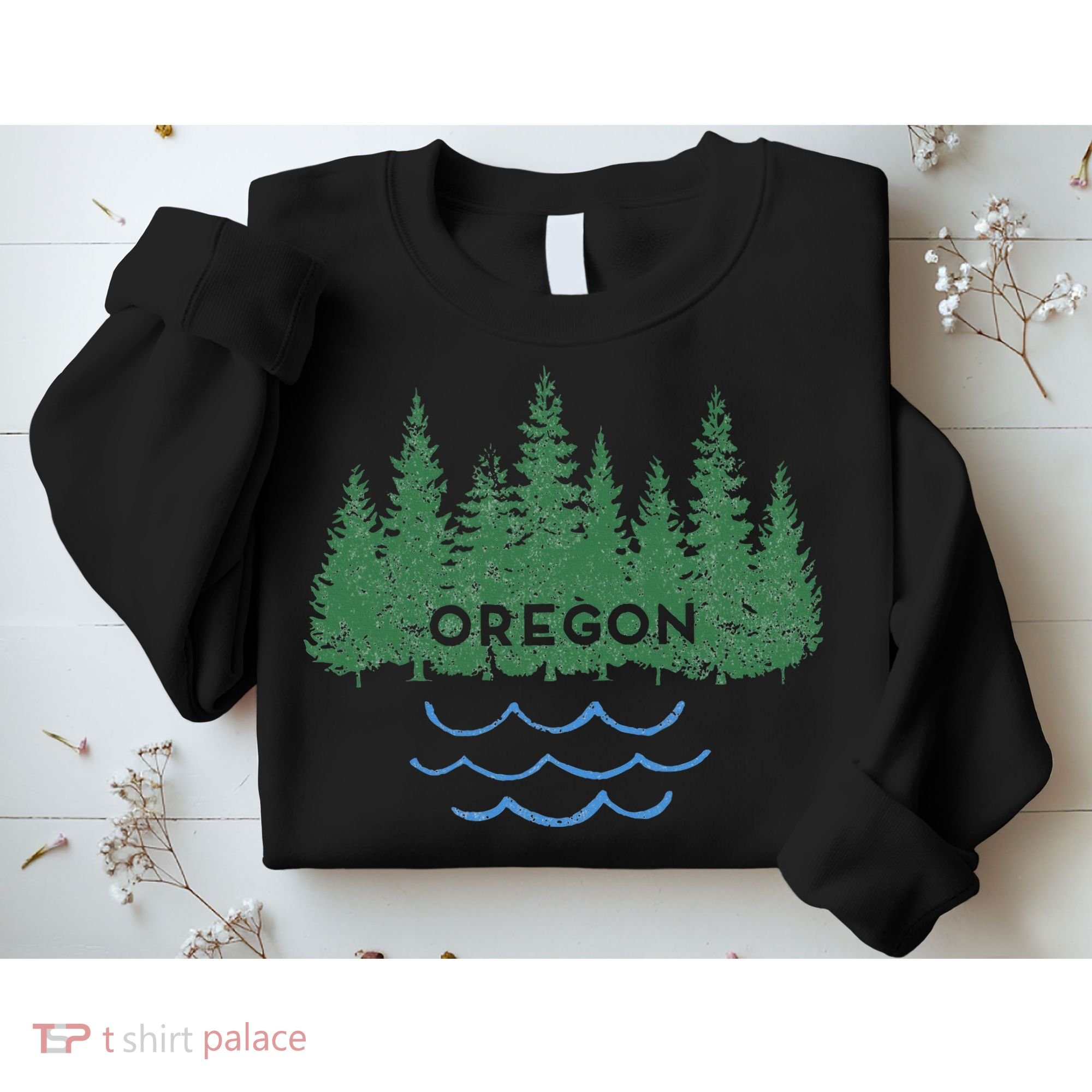 Oregon Trees Silhouette Nature Outdoorsy Sweatshirt