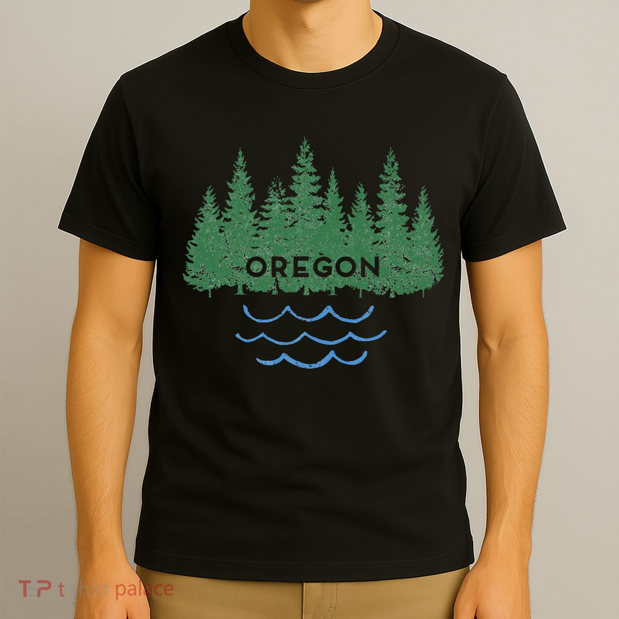 Oregon Trees Silhouette Nature Outdoorsy T-Shirt