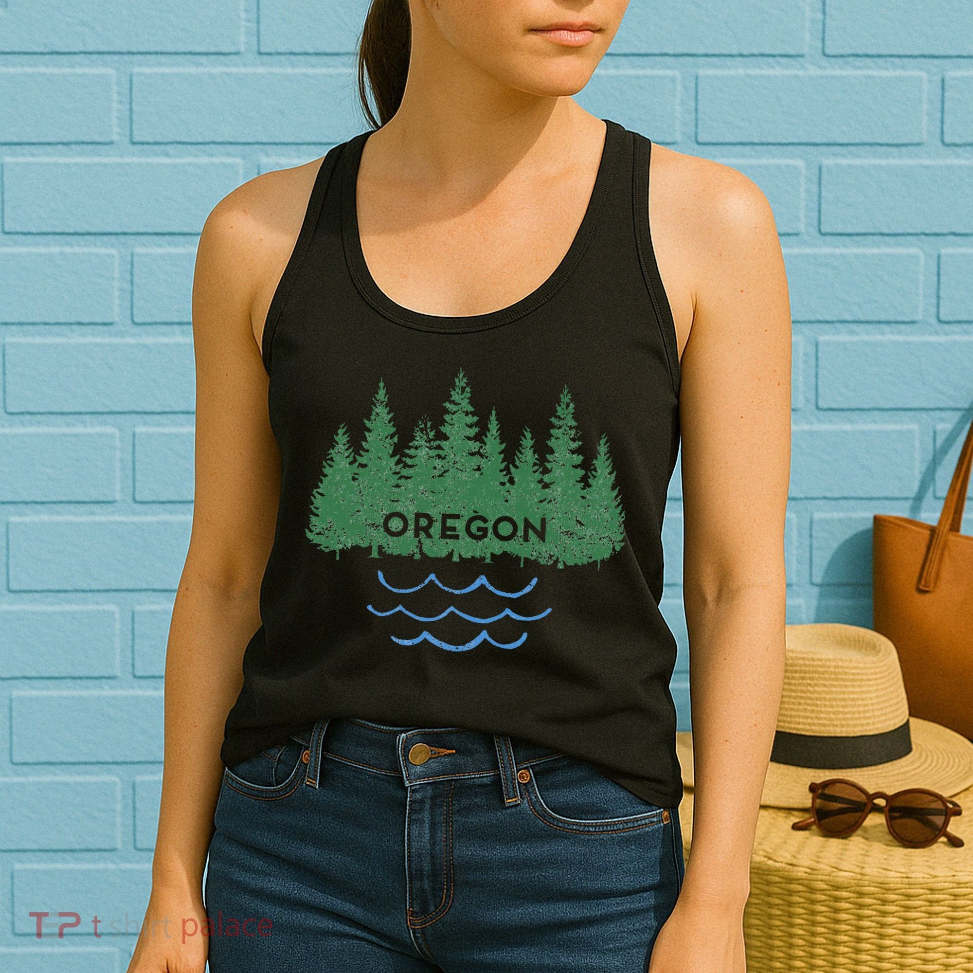 Oregon Trees Silhouette Nature Outdoorsy Women's Tank Top